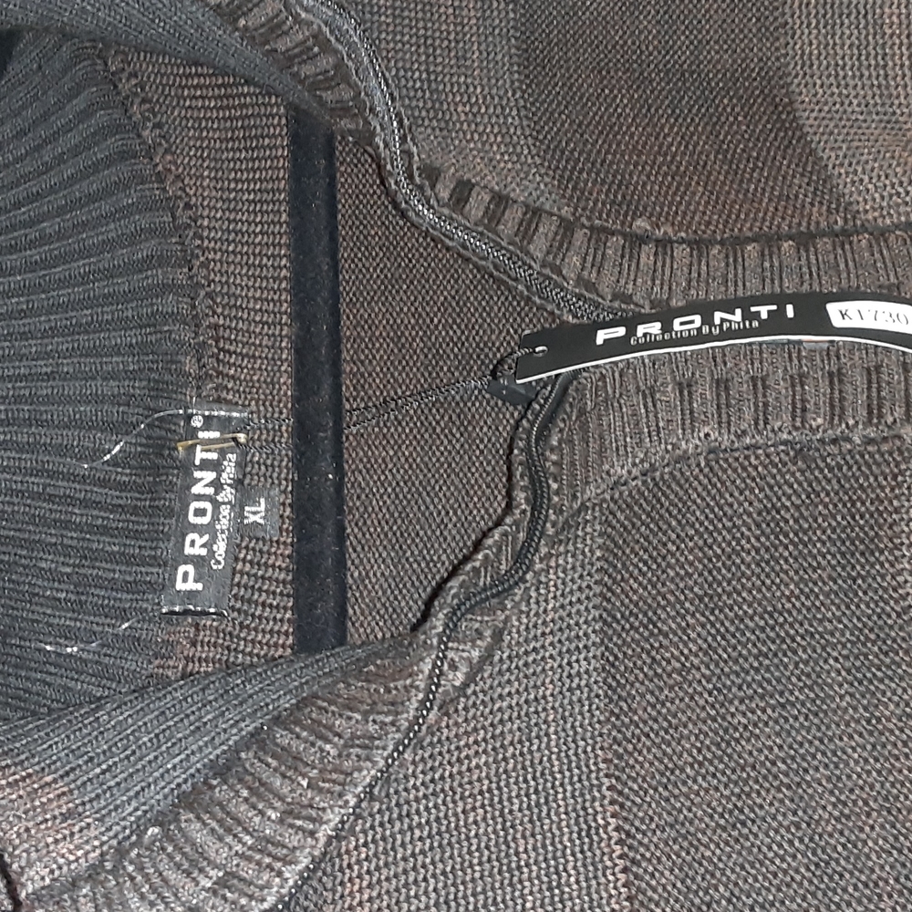 Pronti sz XL 1/4 zip mens sweater brown and black NWT